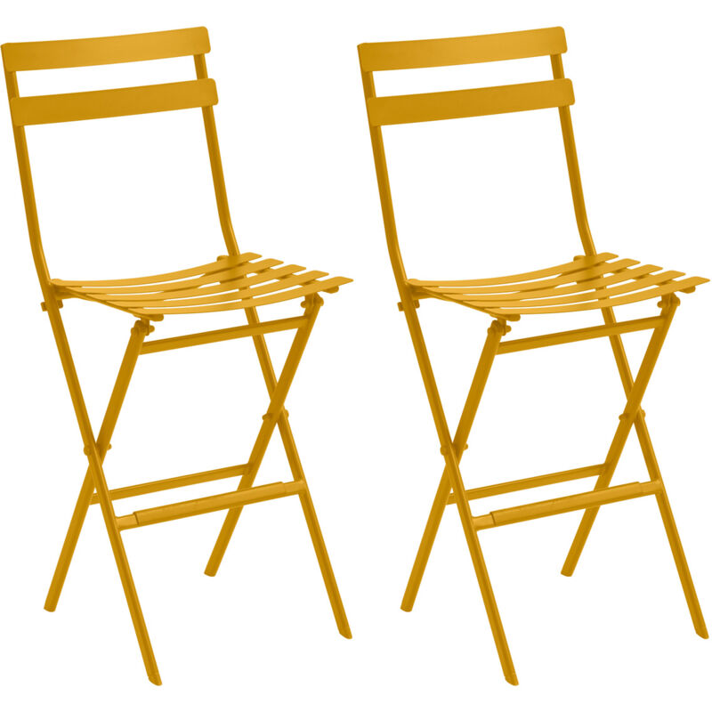 Hesperide - Lot de 2 chaises hautes pliantes de jardin Greensboro jaune moutarde en acier traité époxy - Hespéride