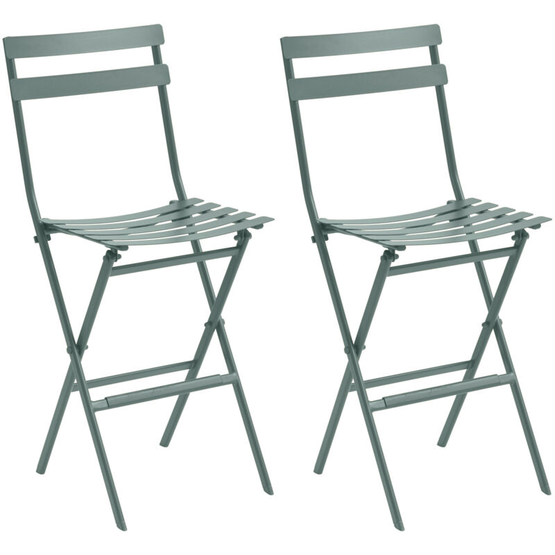 Hesperide - Lot de 2 chaises hautes pliantes de jardin Greensboro vert olive en acier traité époxy - Hespéride
