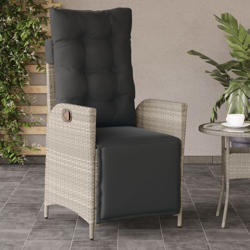 Vidaxl - Chaise inclinable de jardin avec repose-pied gris clair rotin