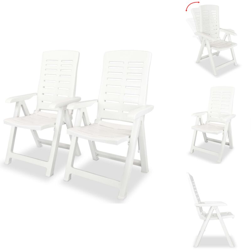 Vidaxl - lot de 2 Chaises inclinables de jardin Plastique Blanc - Chaise De Jardin - Chaise Inclinable - Mobilier De Jardin - Meubles De Terrasse