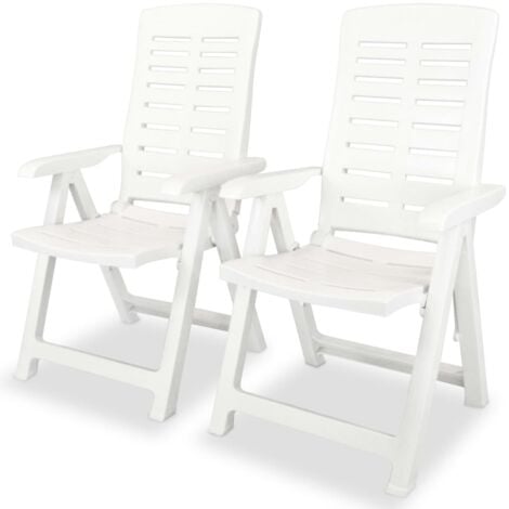 lot de 2 Chaises inclinables de jardin Plastique Blanc vidaXL
