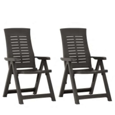 Lot de 2 Chaises inclinables de jardin,Fauteuils d'extérieur Plastique Anthracite -TF65525