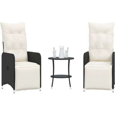 Lot de 2 Chaises inclinables de jardin，Siège de Terrasse  Chaise d'extérieur et table résine tressée CFW37270