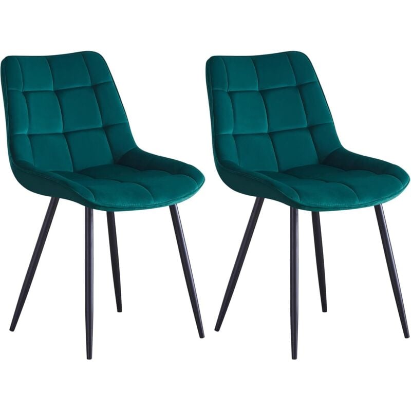 Jymtom - Lot de 2 chaises en velours.Chaises de salle à manger.Chaise de cuisine.Siège en velours - Vert