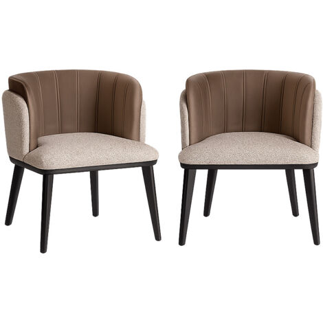 Lot de 2 chaises LAKEN – Tissu gris & bois massif noir