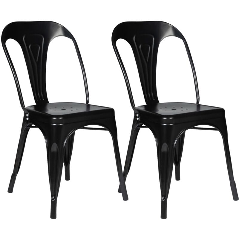Idmarket - Lot de 2 chaises leny métal noir mat empilable aspect brut factory