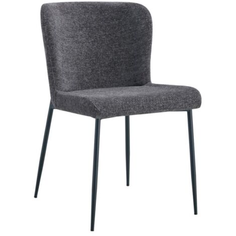 Lot de 2 chaises LISE – Tissu gris foncé – Pieds métal – Confort moderne – Design sobre et élégant