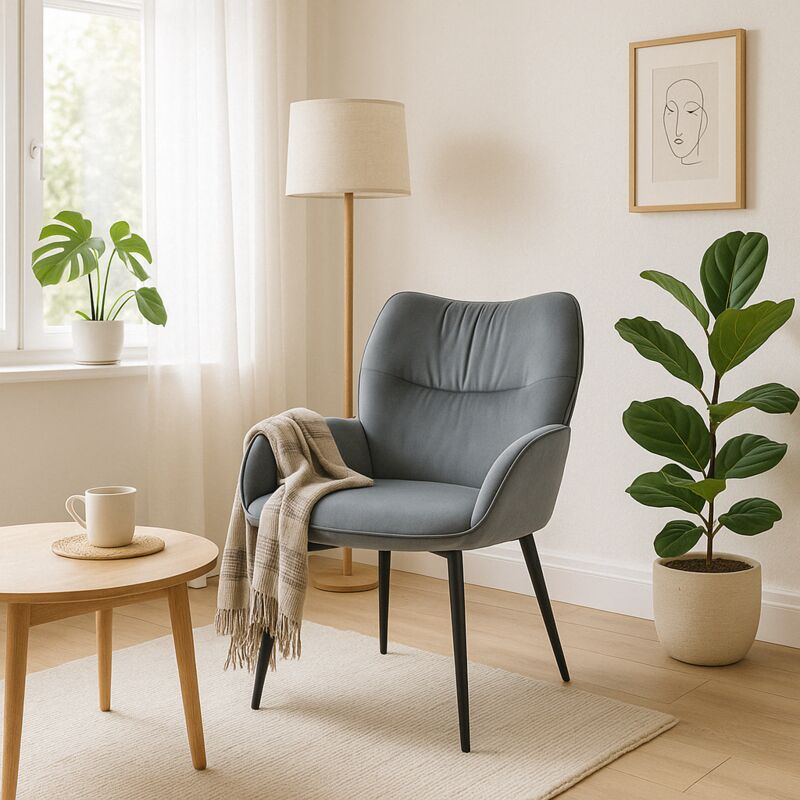 Lot de 2 Chaises loha pied Métal Noir Anthracite