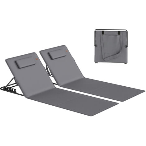 Lot de 2 chaises longues pliantes avec dossier réglable et housse de rangement
