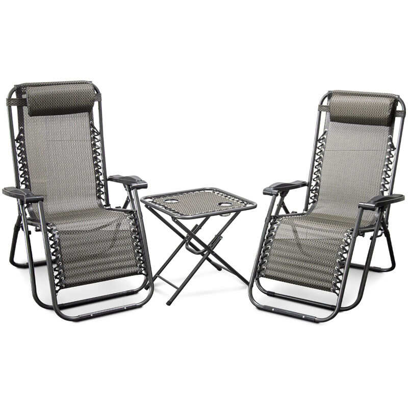 Elem Garden Technic - Lot de 2 chaises longues + table pliable
