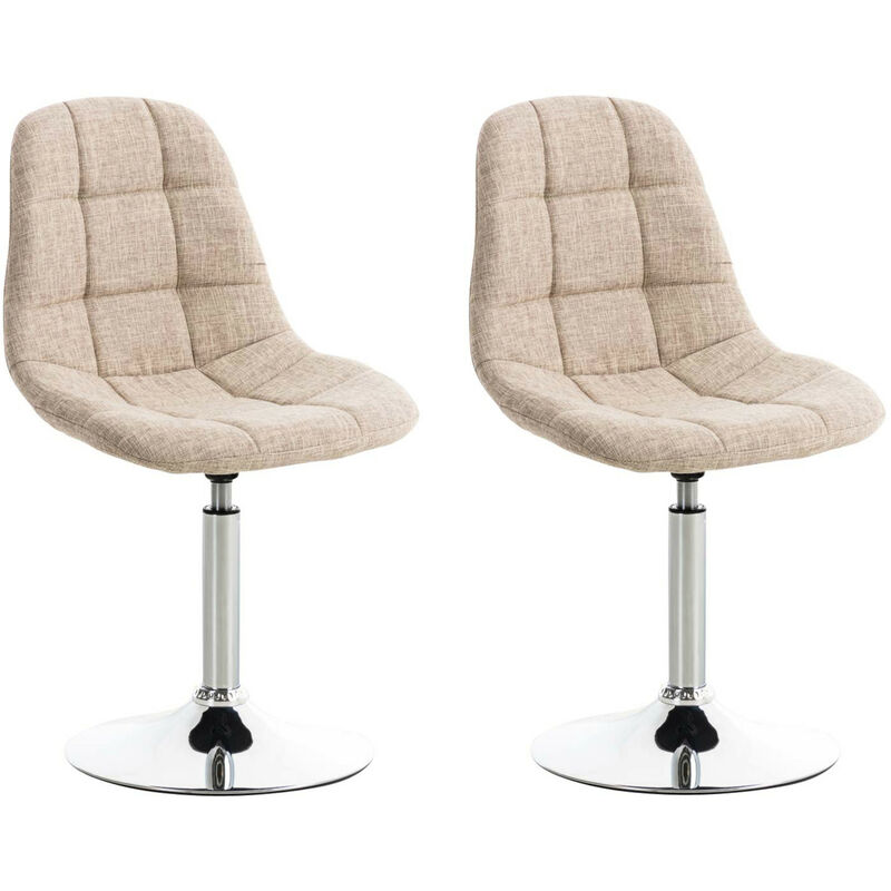 CLP Lot de 2 chaises de salon pivotantes Emil en Tissu avec pied en métal , Crème