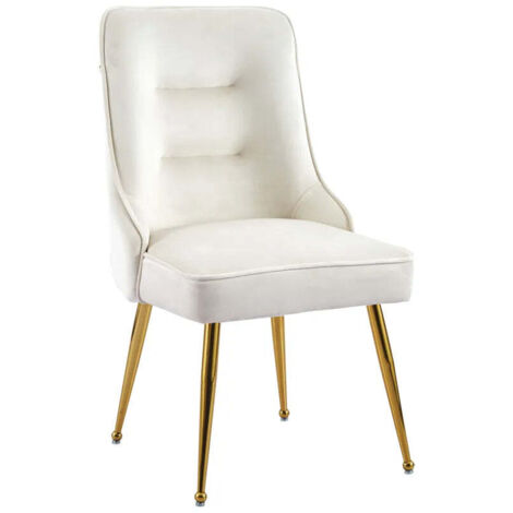 Homy France – Lot de 2 chaises ZIP en velours beige – Pieds en acier inoxydable doré – Dimensions 56x54x87 cm – Faciles à nettoyer