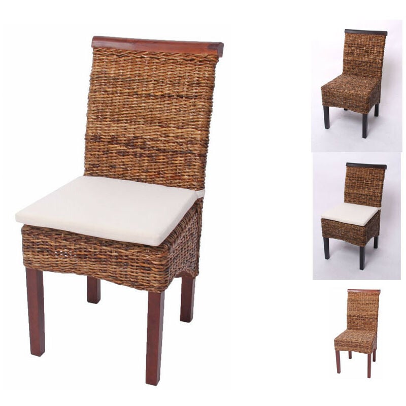 Mendler - Lot de 2 chaises M45, banane tressée, 47x54x93cn, pieds foncés, avec coussin