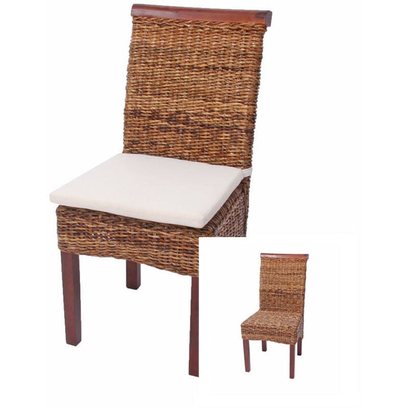 Mendler - Lot de 2 chaises M45, banane tressée, 47x54x93cn, pieds marrons