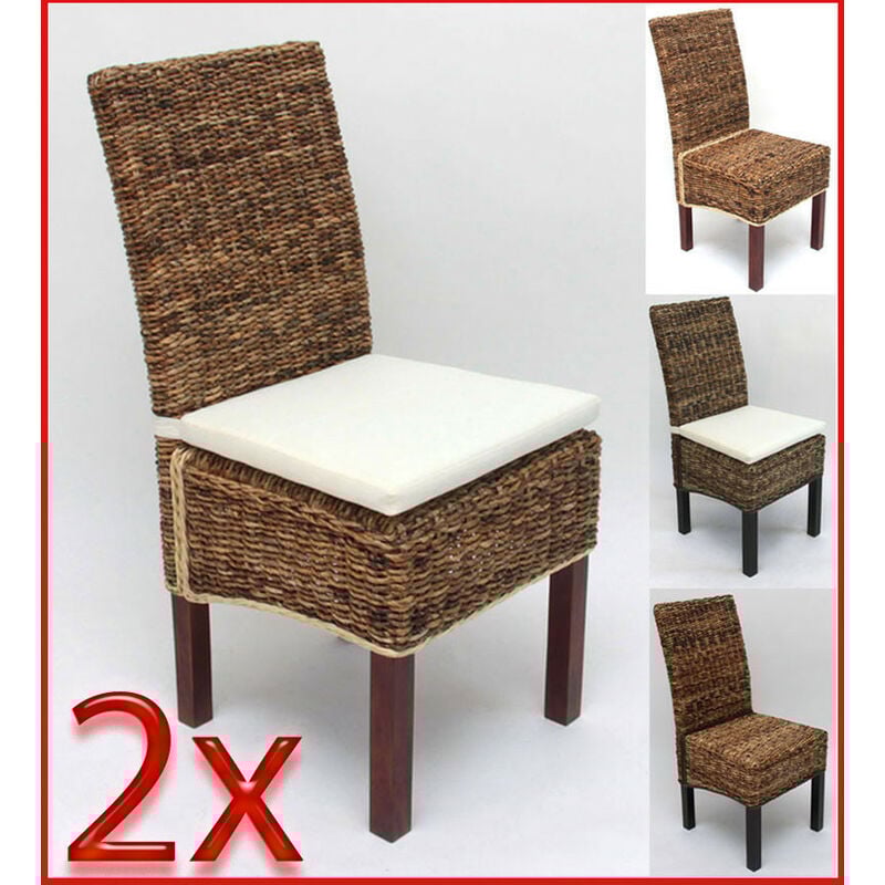 Mendler - Lot de 2 chaises M69, banane tressée, pieds foncés