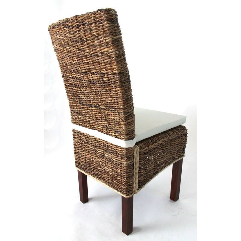 Mendler - Lot de 2 chaises M69, banane tressée, pieds marrons, avec coussins