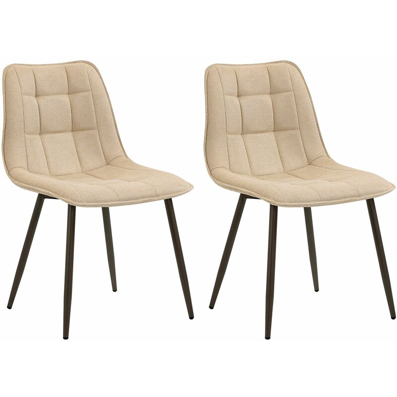 Idimex - Lot de 2 chaises malaga en tissu coloris beige