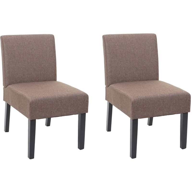 décoshop26 - lot de 2 chaises à manger en tissu marron pieds en bois design simple siège extra long