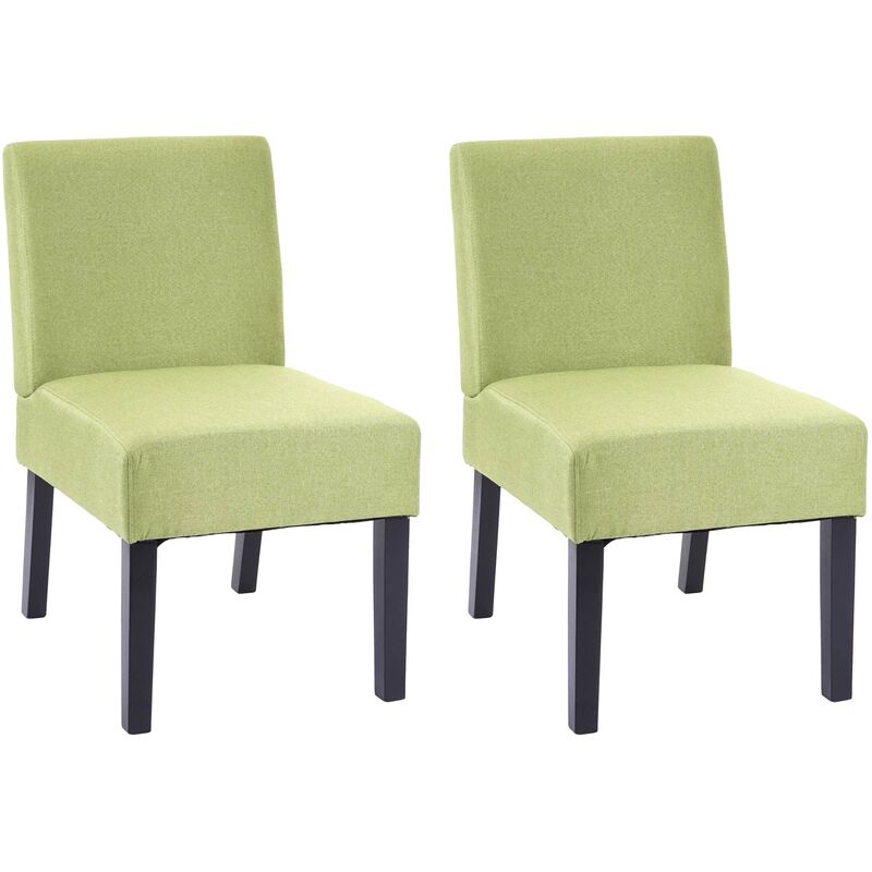 décoshop26 - lot de 2 chaises à manger en tissu vert pieds en bois design simple siège extra long