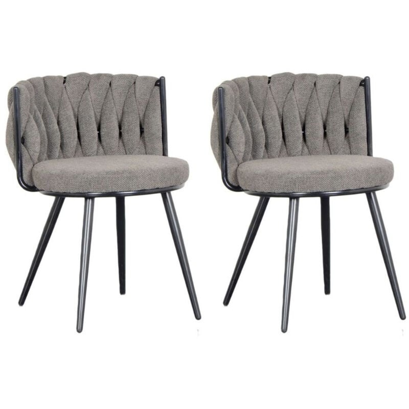 Bobochic - Chaise et fauteuil de table Lot de 2 chaises margaux Tissu texturé Gris foncé - Gris foncé