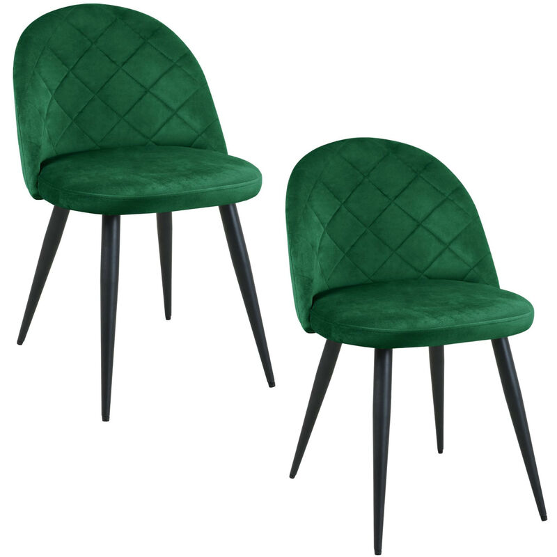 Lot de 2 chaises matelassées de salle à manger en velours AKORD SJ.077 Vert Bouteille