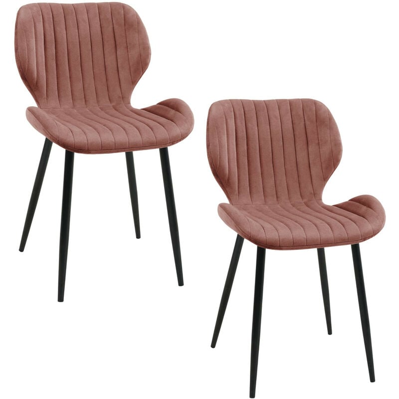 Akord - Lot de 2 chaises matelassées de salle à manger en velours SJ.17 Rose