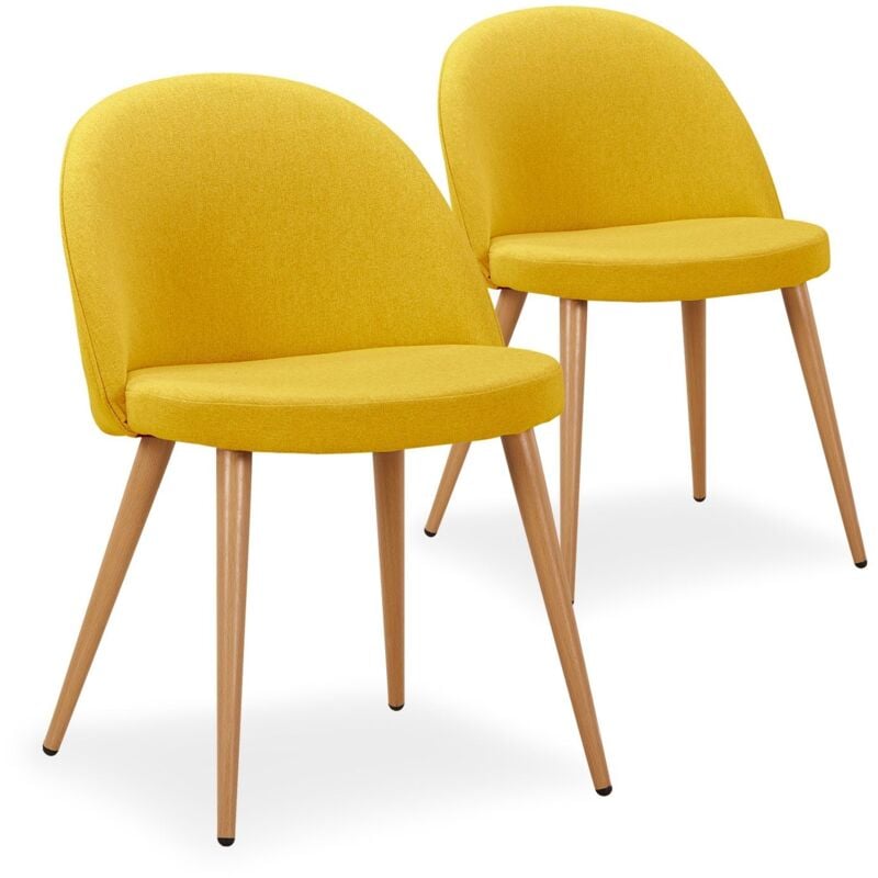 Lot de 2 chaises scandinaves Maury tissu Jaune