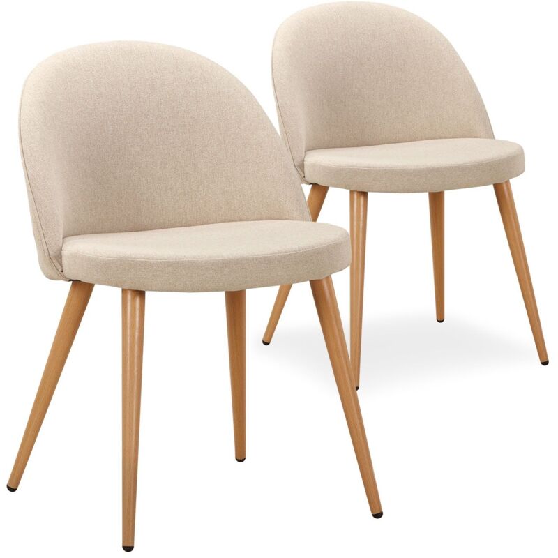 Lot de 2 chaises scandinaves Maury tissu Beige