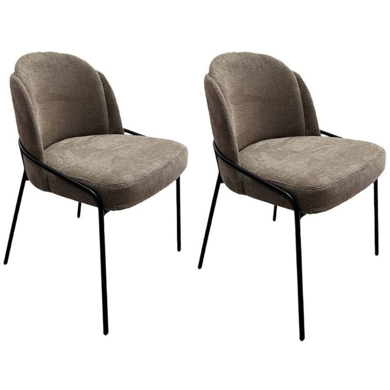Bobochic - Chaise et fauteuil de table Lot de 2 chaises maya tissu texturé Marron clair - Marron clair