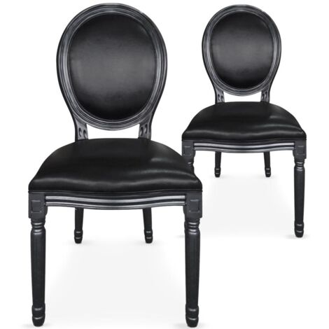 Lot de 2 chaises médaillon Louis XVI Simili (P.U) Noir
