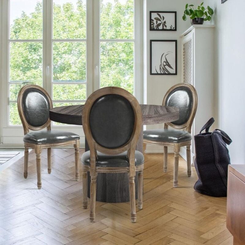 Lot de 2 chaises médaillon Louis xvi Simili (p.u) Gris