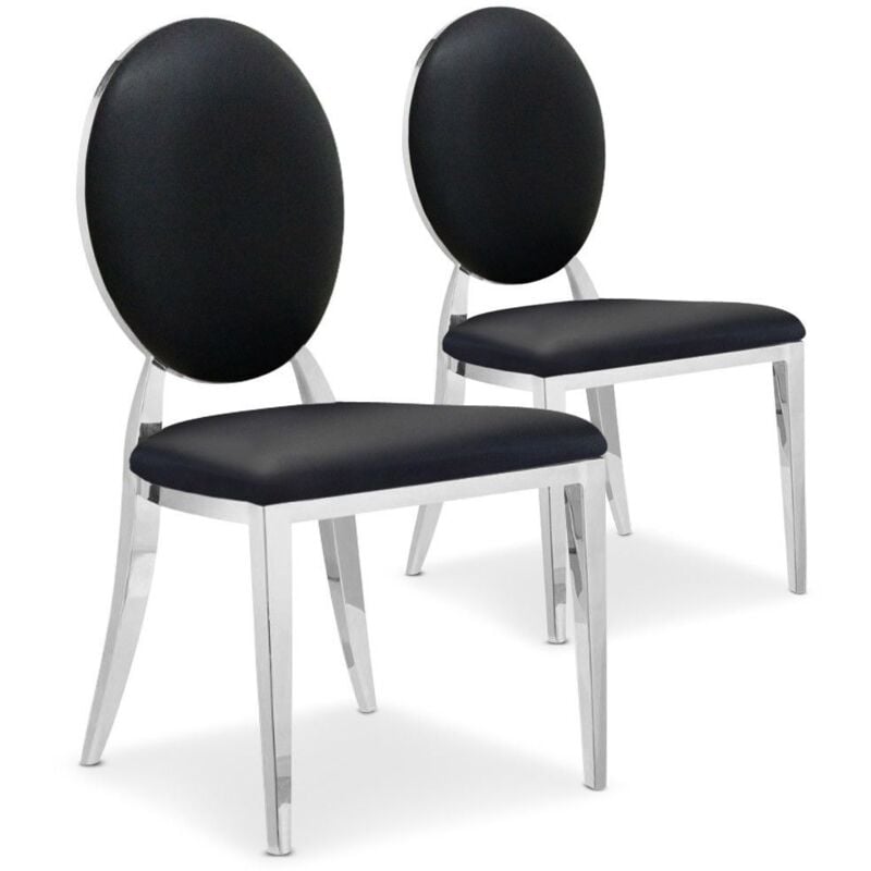 Lot de 2 chaises médaillon Sofia Simili Noir