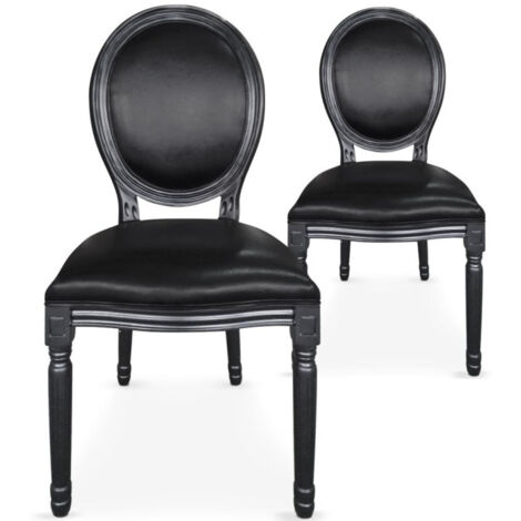 Lot de 2 Chaises Médaillon "Versailles" 96cm Noir