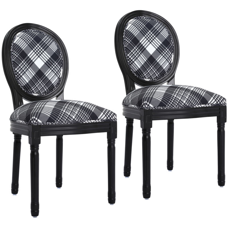 Homemiyn - Ensemble de 2 Chaises de Salle à Manger -Motif Losange Noir et Blanc pour un Intérieur Cosy