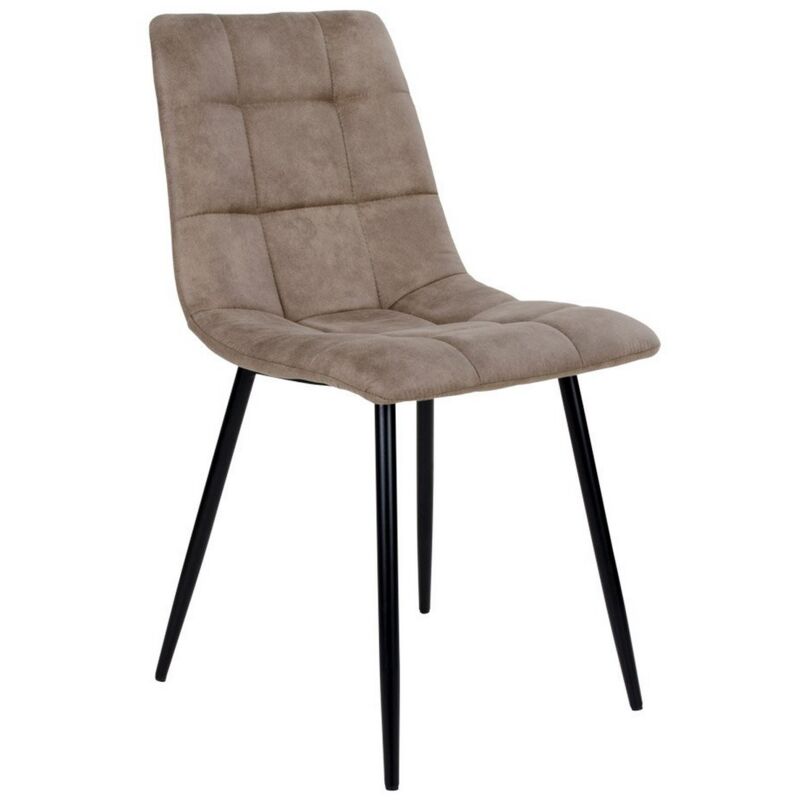 Epikasa - Lot de 2 Chaises Middelfart, Microfibre, Métal, Marron, 55x44x86 cm