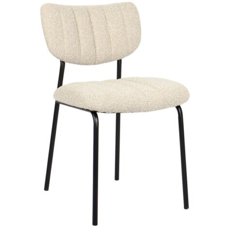 Lot de 2 chaises NORAYA – Tissu beige – Pieds métal – Design compact – Élégance naturelle et épurée