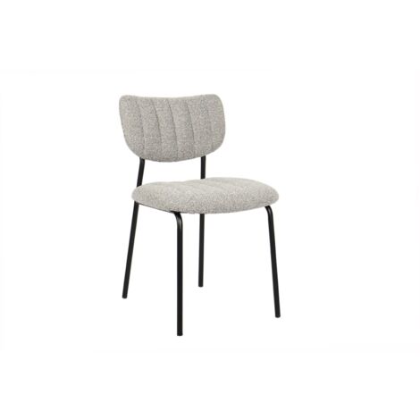Lot de 2 chaises NORAYA – Tissu gris clair – Pieds métal – Design compact – Élégance moderne et épurée