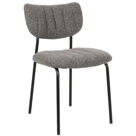 Lot de 2 chaises NORAYA – Tissu gris foncé – Design compact – Pieds métal – Élégance contemporaine