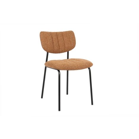 Lot de 2 chaises NORAYA – Tissu orange – Design compact – Pieds métal – Touche colorée et moderne