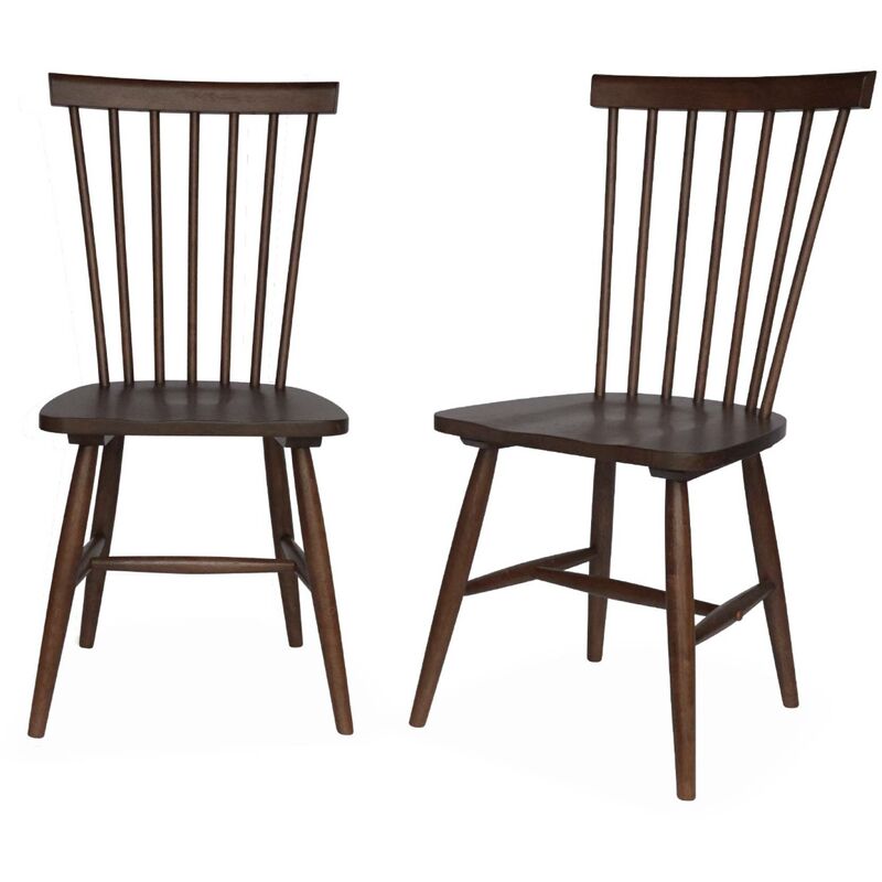 Lot de 2 chaises noyer à barreaux en bois d'hévéa. ROMIE. L 50.8 x P 44.2 x H 90cm.
