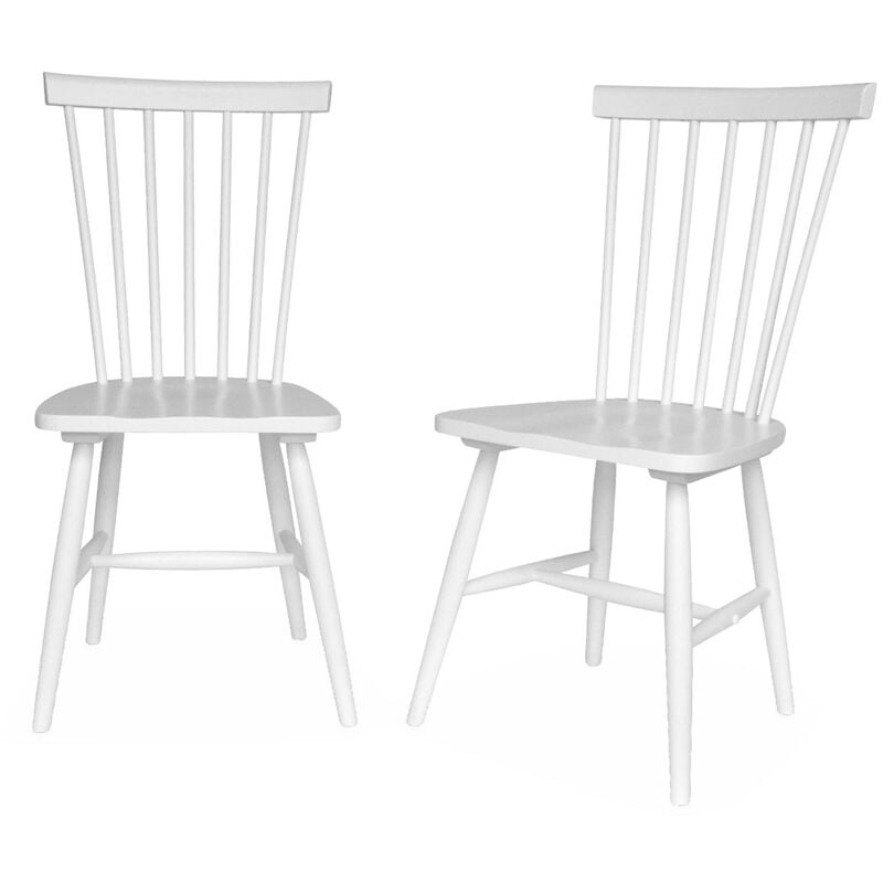 Sweeek - Lot de 2 chaises blanches à barreaux en bois d'hévéa. romie. l 50.8 x p 44.2 x h 90cm.
