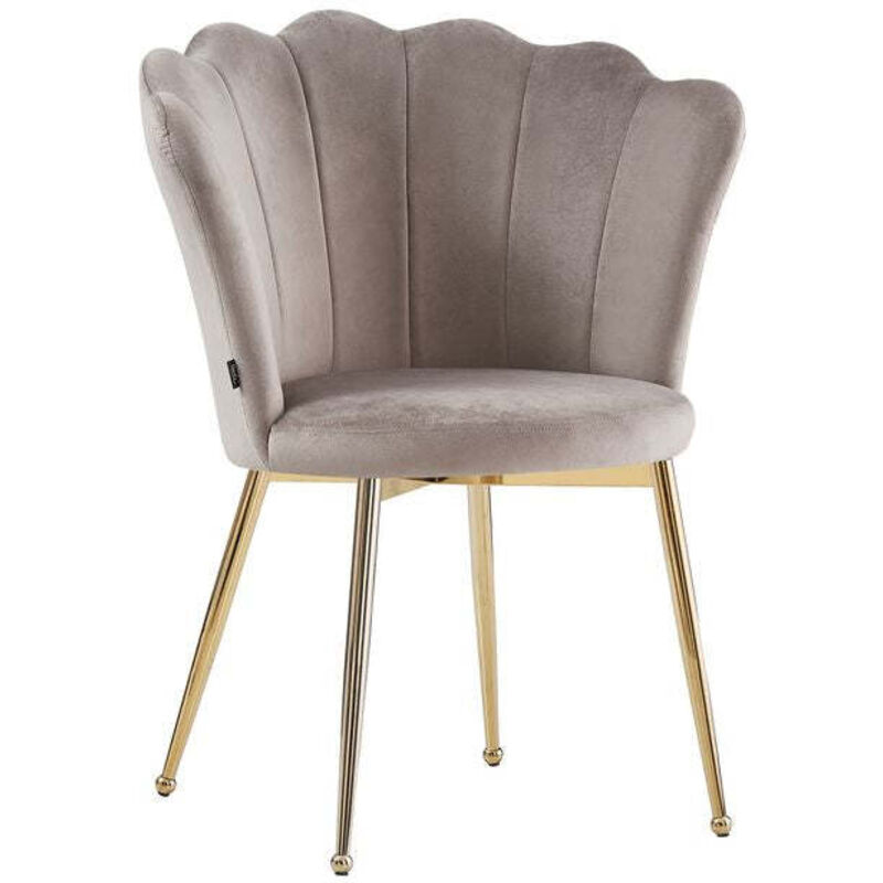 Homy France - Lot de 2 chaises nymphea Gold assise Velours Moka