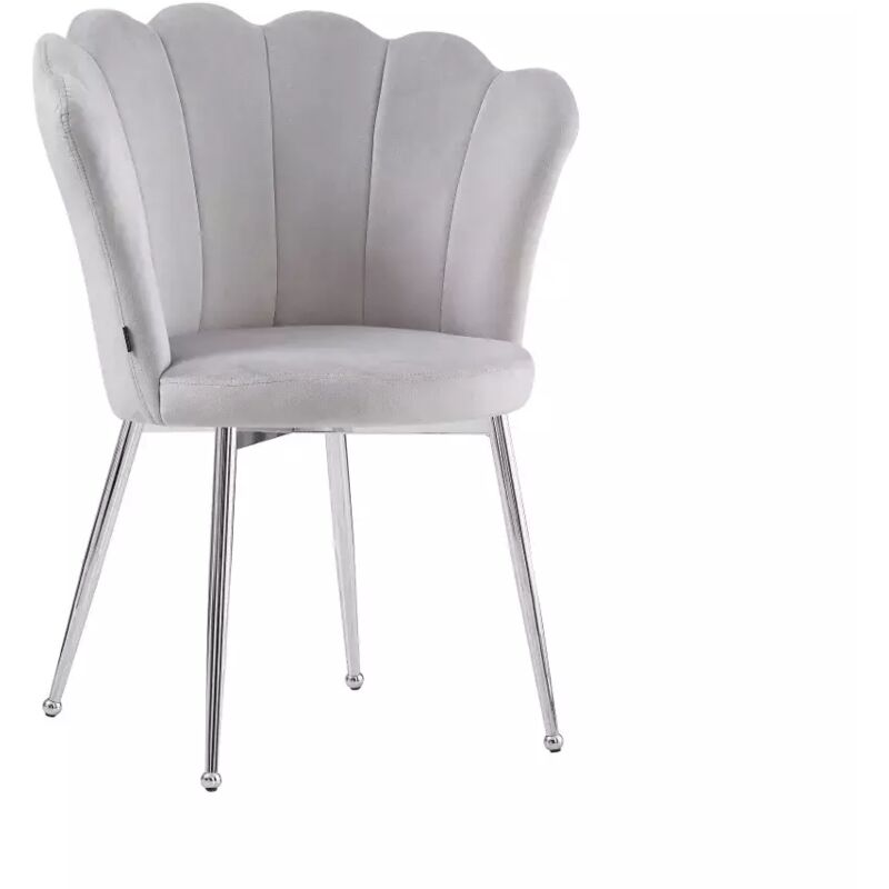 Homy France - Lot de 2 chaises nymphea Chrome assise Velours Gris