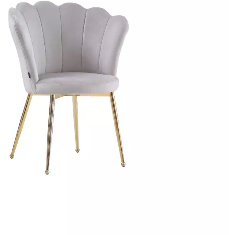Homy France - Lot de 2 chaises nymphea Gold assise Velours Gris