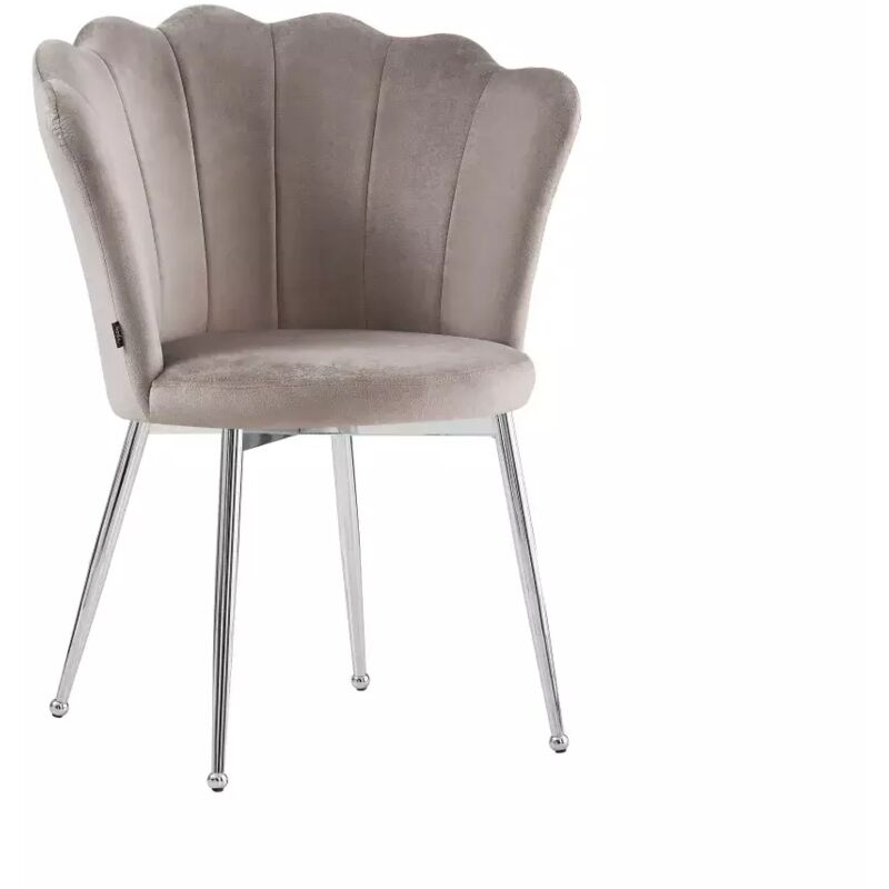 Homy France - Lot de 2 chaises nymphea Chrome assise Velours Moka