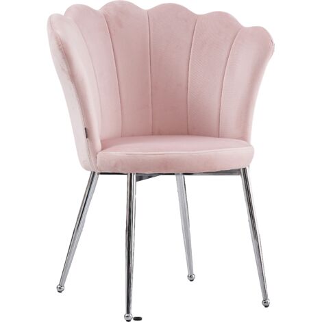Lot de 2 chaises NYMPHEA pieds Chrome assise Velours Rose