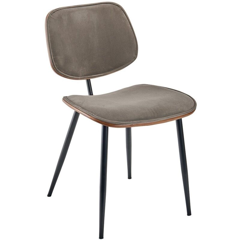 signature - lot de 2 chaises en velours avec finition bois - olympia - gris clair