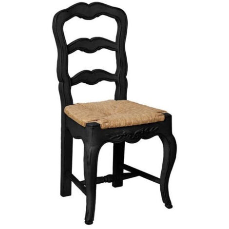 Lot de 2 chaises paillée pieds - MDF - Noir - Interior's