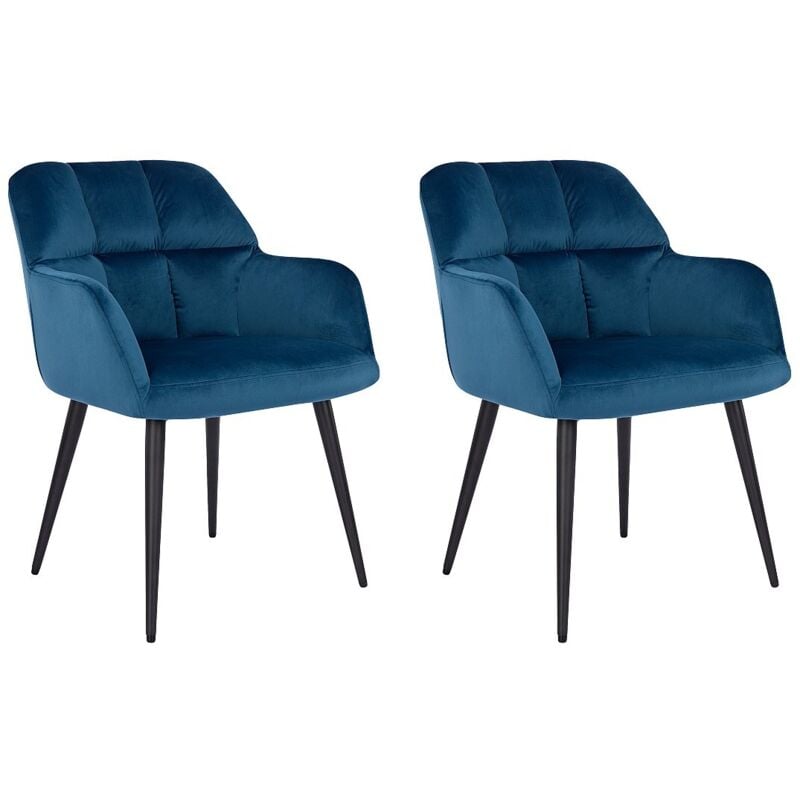 Lot de 2 chaises avec accoudoirs - Velours et métal - Bleu - PEGA de Pascal MORABITO
