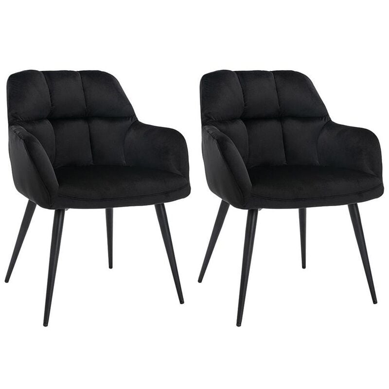 Lot de 2 chaises avec accoudoirs - Velours et métal - Noir - pega de Pascal Morabito